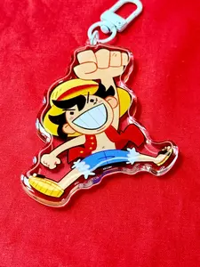 Anime Style Acrylic Keychain, 3-inch Double-Sided Epoxy Pirate Captain Charm, High-Gloss Collectible Bag Key Accessory, Keychain Collectible