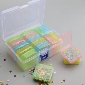 14pcs Bead Storage Box Set, Small Transparent Plastic Organizer with Lid, Mini Clear Container for Jewelry, Beads, Craft Parts, Jewelry Storage Unit, Plastic Storage Boxes