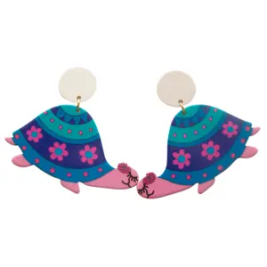 60s Retro Flower Turtle Earrings