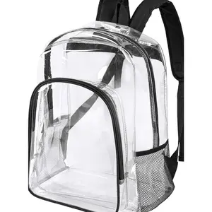 Fomaris Clear Backpack Heavy Duty Clear Bookbag Transparent Backpacks for School Work Concert College (Black)