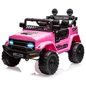 12V Ride on Toys for Big Kids,2 Seater Ride on Cars with Remote Control, Ride on Truck w/ 4-Wheeler Suspension,3 Speeds,Music,Led Lights,Pink