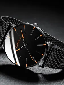 Fashionable men's simple business mesh watch with men's high-end quartz watch casual watch