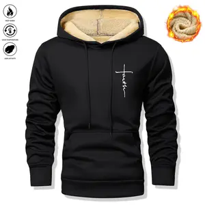 Men's casual hooded sweatshirt, fleece-lined and thick for warmth, suitable for casual wear and outdoor sports such as fitness and running, men's hooded sweatshirt, men's top