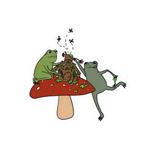 FROGS MAKIN GINGERBREAD HOUSE STICKER
