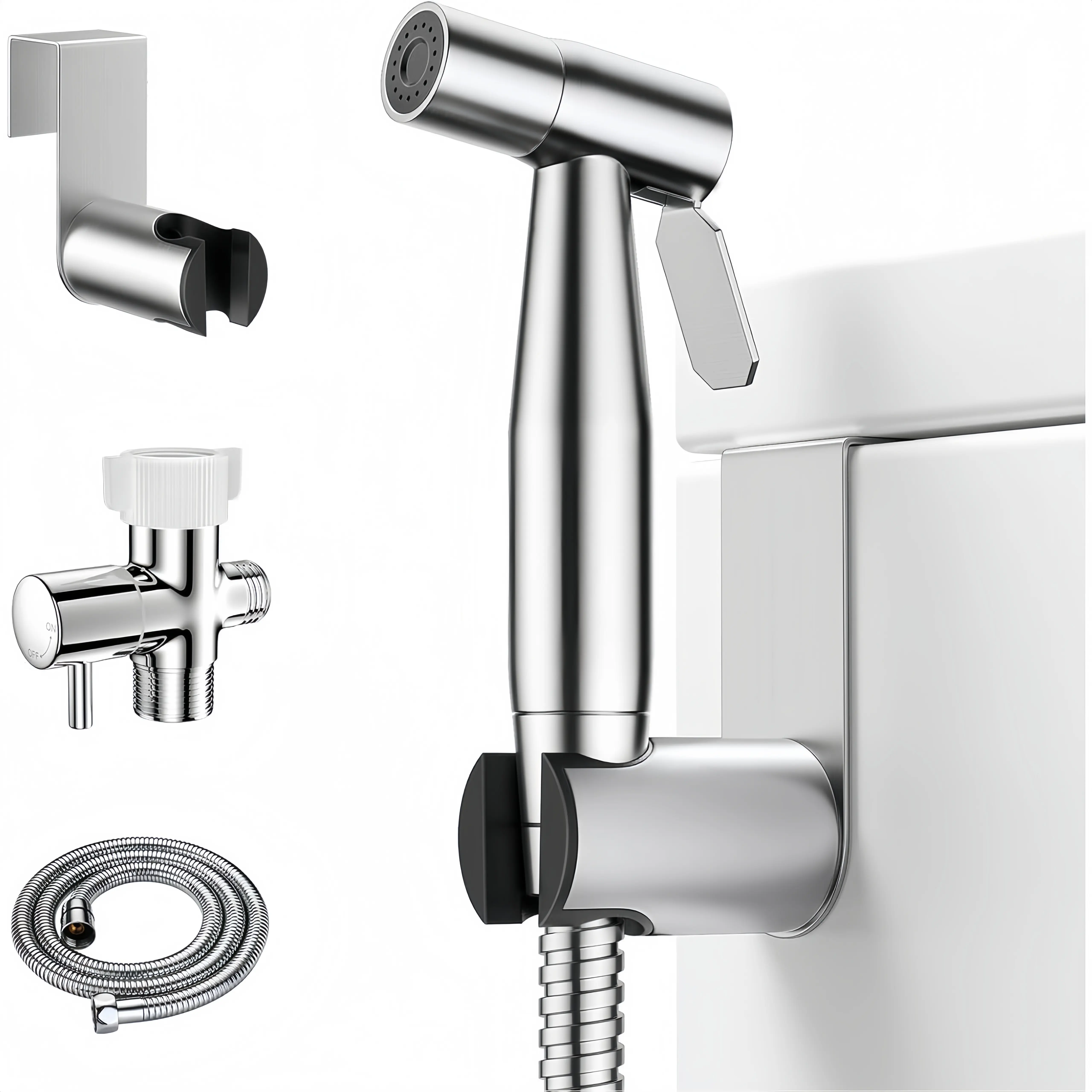 Handheld Bidet Sprayer for Toilet, Jet Sprayer for Toilet Muslim Shower, Adjustable Cloth Diaper Sprayer Bidets Attachment for Toilet, Toilet Bidet Sprayer with Bidet Hose for Feminine Wash