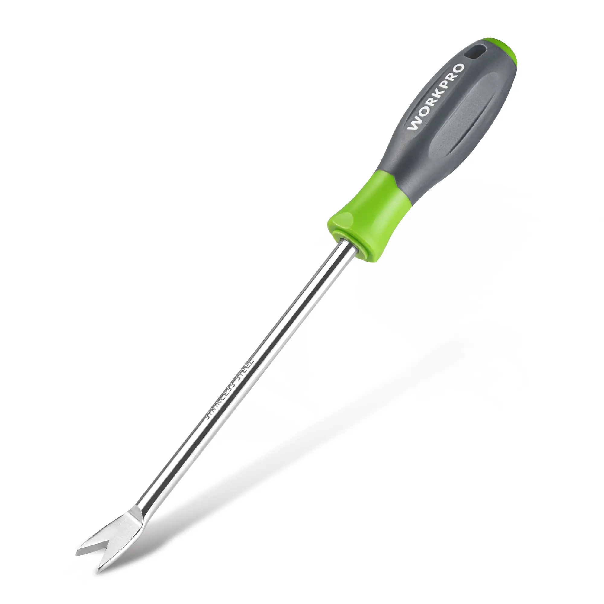 #summersale WORKPRO 11.5" Dandelion Weeder Puller Tool with Soft Handle, Polished Stainless Steel Garden Weed Remover Tool, Two-Pronged Fork Weeder Tool for Lawn Farmland Transplant Gardening Plant Tool