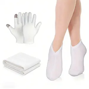 1set Moisturizing Gloves & Socks Set for Overnight Bedtime Spa Treatment, Touch Screen Compatible Hand Foot Care