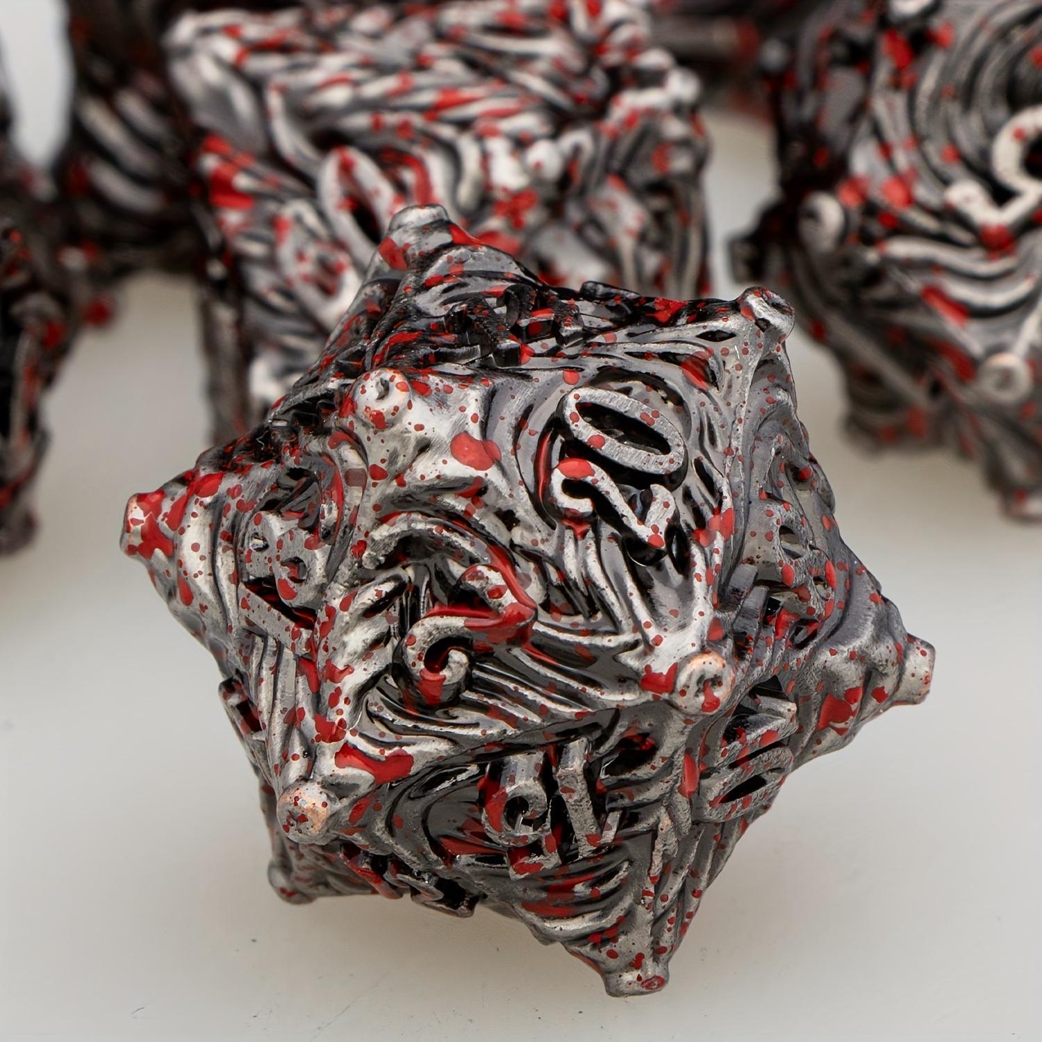 DND Metal Dice Set Blue Dungeons and Dragons Dice 7pcs Vortex Design D&D Dice Polyhedral Dice RPG D and D Role Playing Games Dice D20 D12 D10 D8 D6 D4