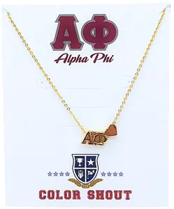 N202 AP-Alpha Phi Heart Necklace