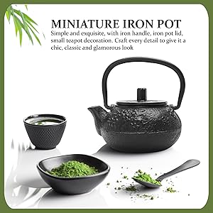 50ml(1.7oz) Mini Cast Iron Teapot, Imitation Japanese Kettle with Copper Handle and Bamboo Root Beam, Perfect for Home Tea and Coffee Serveware Decoration - Mini size only – fits in your palm