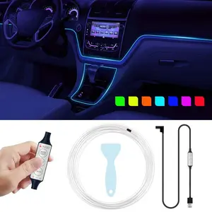 5M USB Neon LED Strip Lights for Car Interior – Fiber Optic Ambient Lighting Kit for Dashboard, Center Console & Night Driving Decor