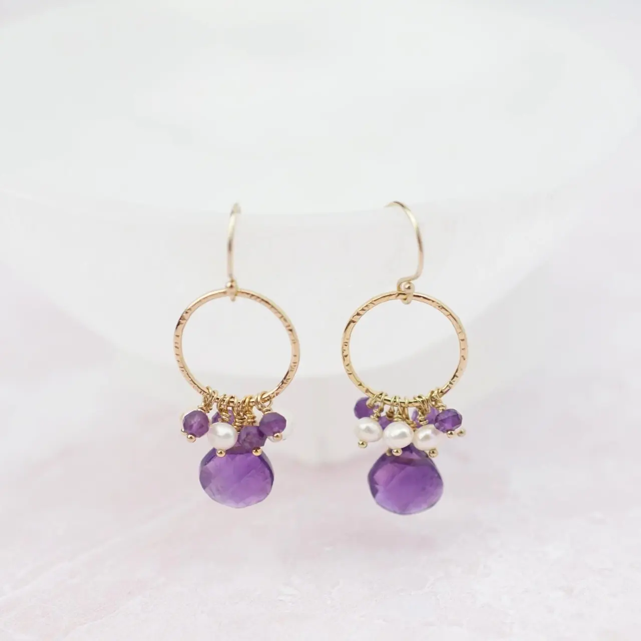 Amethyst and Pearl Earrings - February Birthstone Earrings