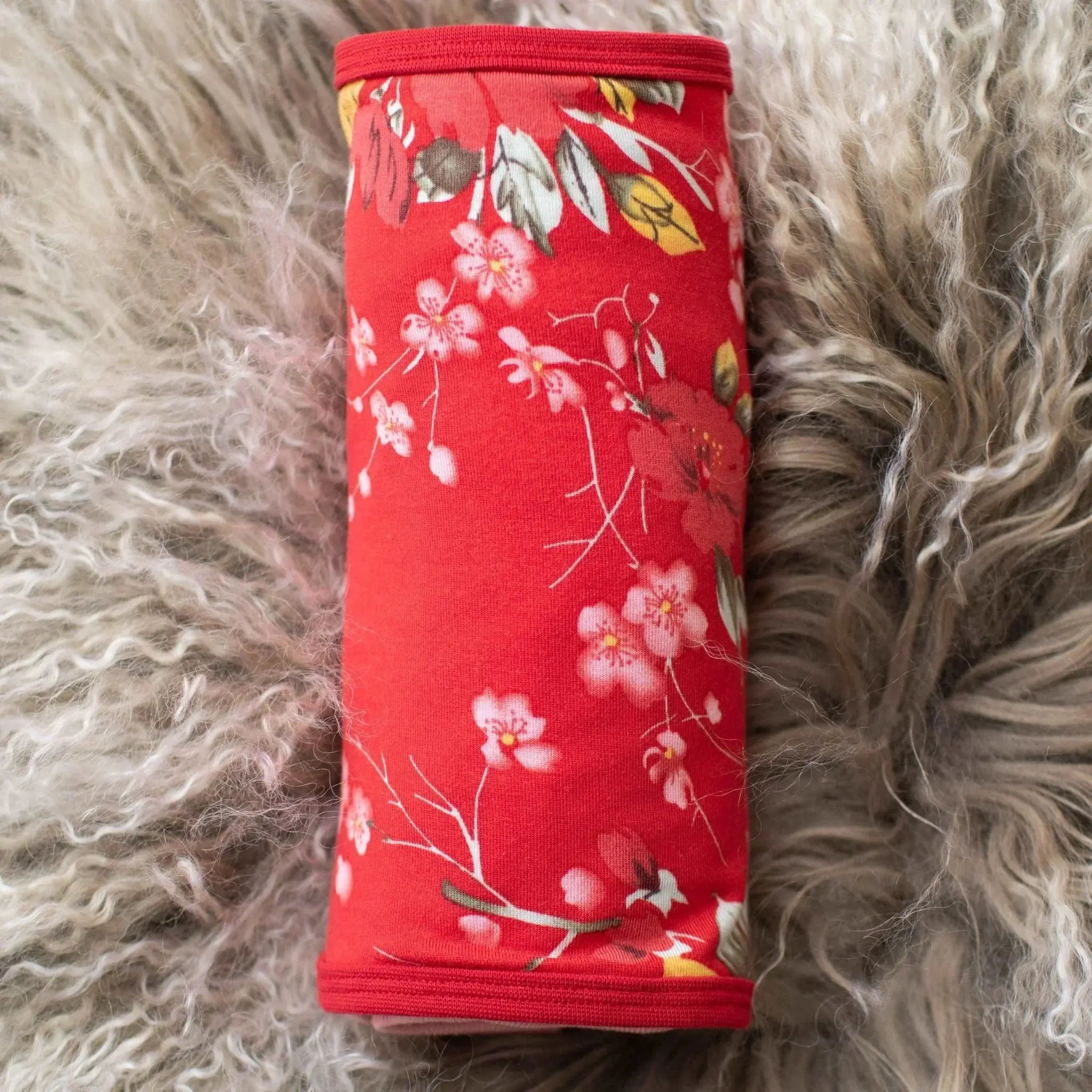 Bestaroo Baby Swaddle Blanket, Super Soft Stretch Lenzing Micromodal, Multi-Use (Swaddle Blanket, Stroller Cover, Nursing Cover-Up, Snuggle Blanket), Cherry Blossom Red, 38 x 38 in
