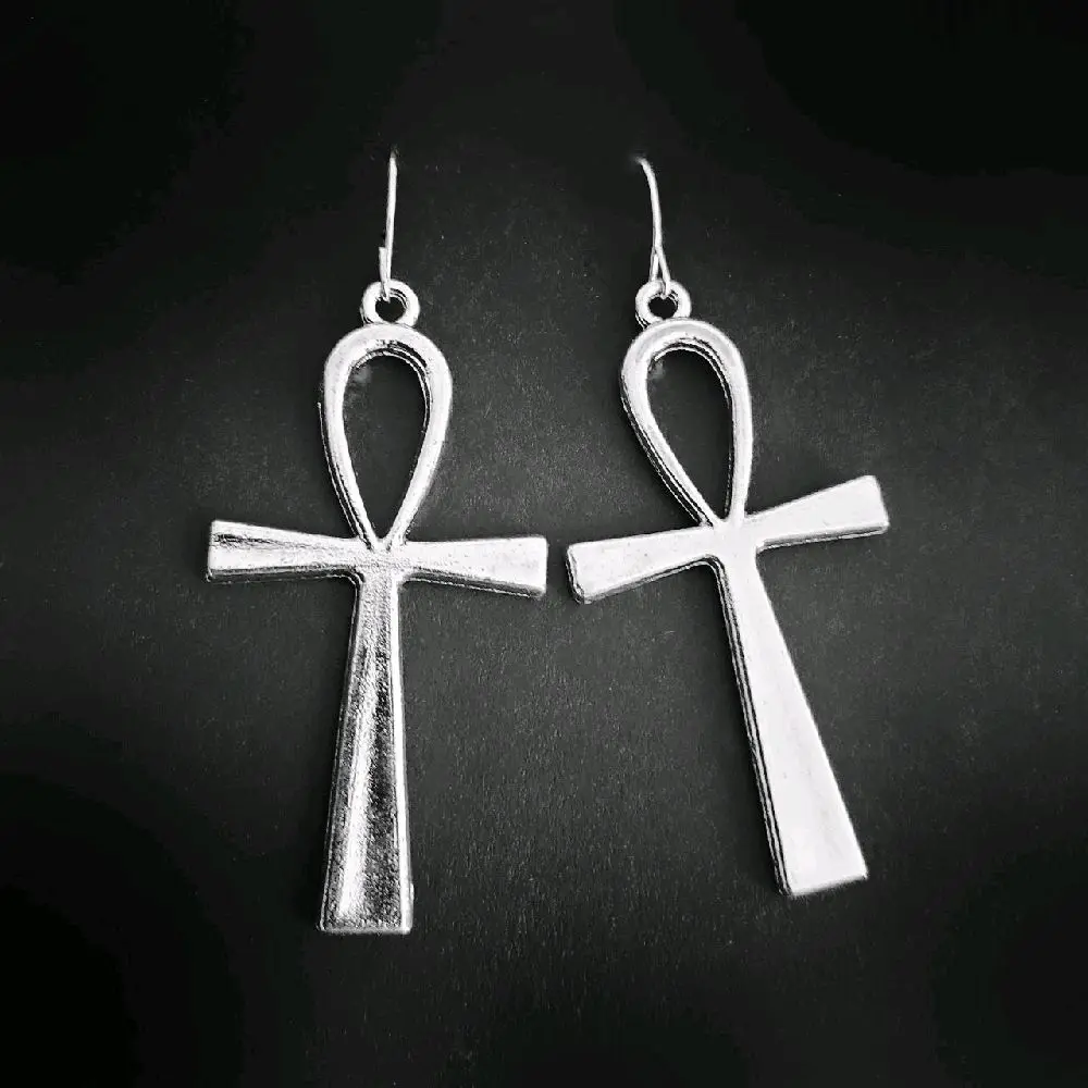 Ankh Drop Earrings - Silver 001 Ankh Drop Earrings - Silver 001