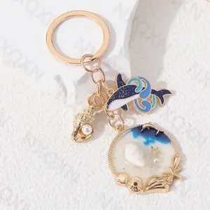 Handmade 3D Whale Keychain Epoxy Resin Ocean Lover Gift Bag Charm