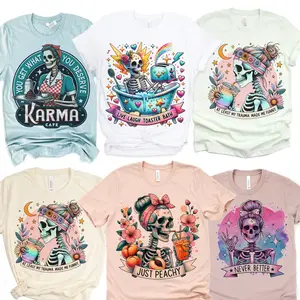 Karma Cafe Skull Tee Better Late Tees Live Laugh Toaster Bath Tshirt Just Peachy Floral Skull Tshirt Never Better Skull T-Shirt You Get What You Deserve Tee Sarcastic Karma Top You Get What You Deserve Sarcastic Tee Rocker Karma T-Shirt Women Karma Top