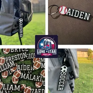 Large Sports Bag Name Tags with Custom Player's Name - Keychains