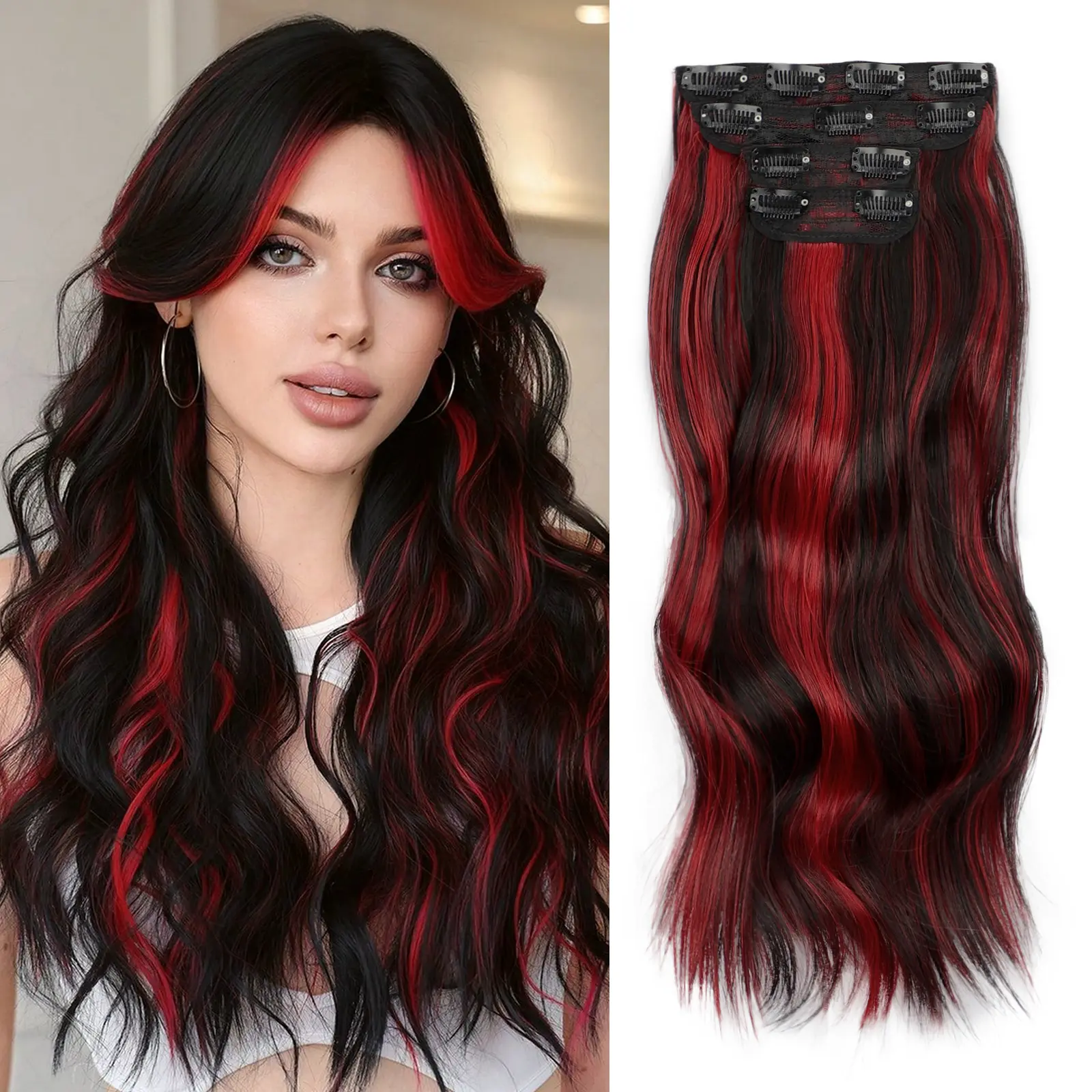 20inch-Black mix Red
