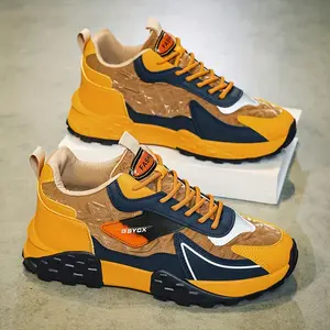 Mens' Stylish Color Block Platform Sneakers - Fashion Sneakers with Non Slip Sole, Shock Absorption, and Breathable Design for Outdoor Walking, Traveling, and Casual Wear