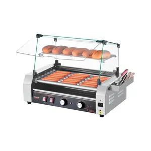 【Father's Day】VEVOR Electric 18 Hot Dog 7 Roller Commercial Grill Cooker Machine Cover 1050W