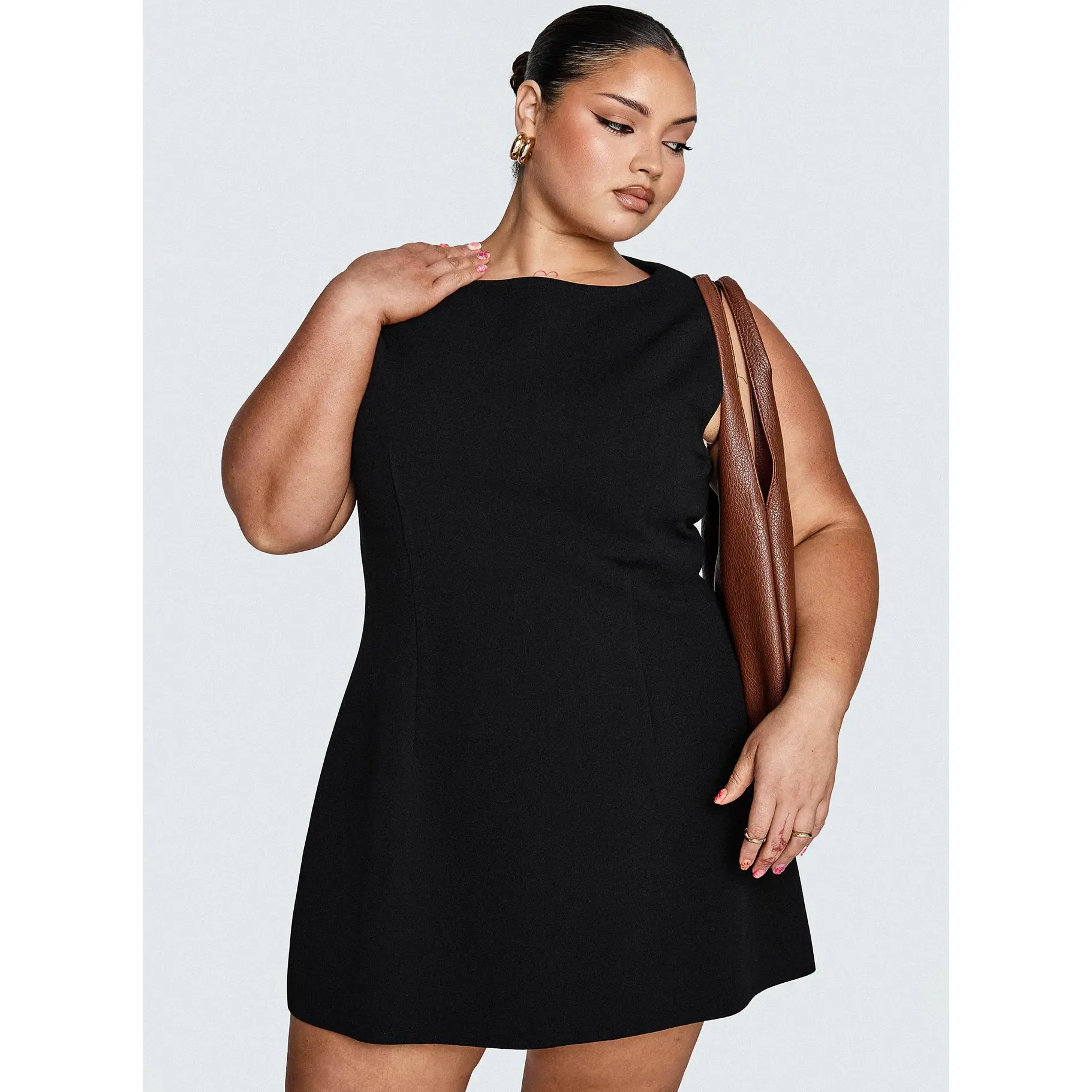 black curve mini dress Moda Minx Curve scrunch mini dress in black