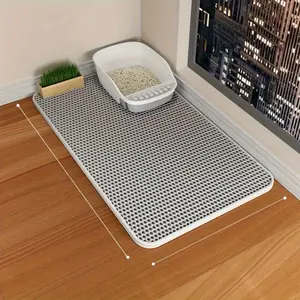 Cat Litter Mat, Extra Large&Long Double Layer Cat Litter Box Mat, EVA Non-Slip, Waterproof Urine Proof Litter Trapping Mat, Easy Clean Scatter Control