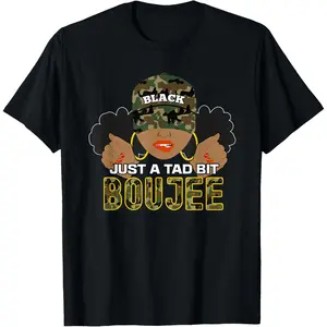 Men's Daily Short Sleeve Classic Top Boujee African American Woman Sassy Black Girl Camo T-Shirt