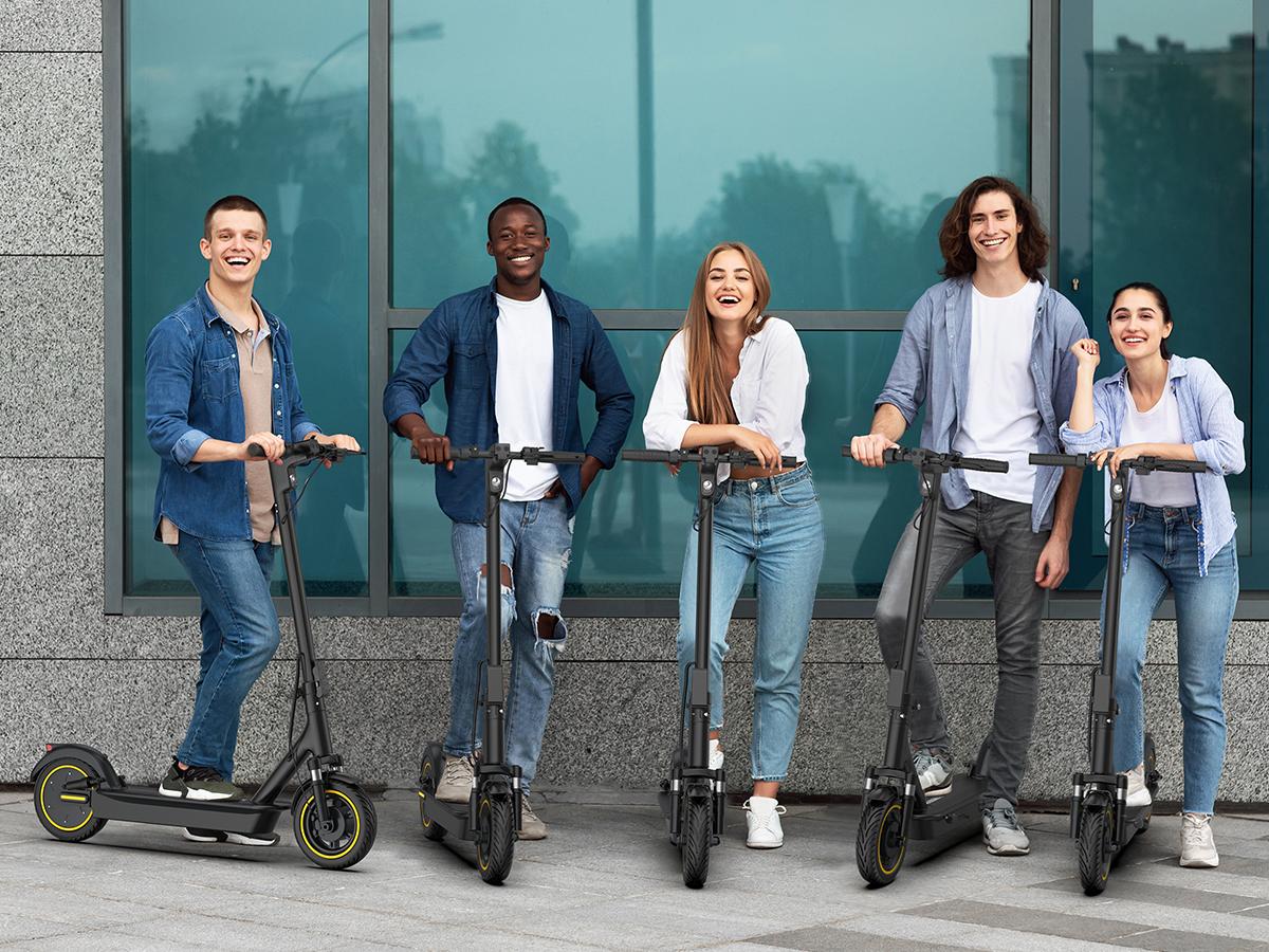 AOVOPRO Esmax High-Speed Electric Scooter 10-inch solid tires 500W motor with front and rear dual shock absorption, range of 22-30 miles, top speed of 22 mph, dual braking system, LED lights, app control, aluminum alloy frame, Springtok。 AOVOPRO Esmax High-Speed Electric Scooter 10-inch solid tires 500W motor with front and rear dual shock absorption, range of 22-30 miles, top speed of 22 mph, dual braking system, LED lights, app control, aluminum alloy frame, Springtok。