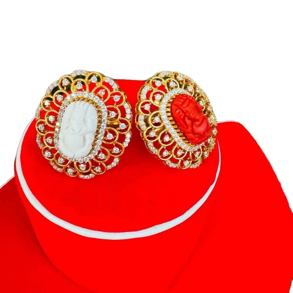 Auspicious Ganesh Muga Design Statement Ring for Women | Traditional Indian Jewelry in Panchadhatu Metal with Fine Craftsmanship, Adjustable, Adjustable Size, Female