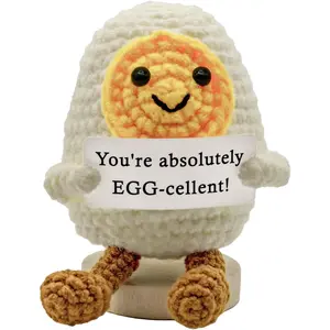 Funny Mini Positive Potato,4 Inch Cute Crochet Doll with Positive Card,Soft  Knitting  Decoration Encouragement Support for Birthday Gifts Room Decor (Positive Egg)