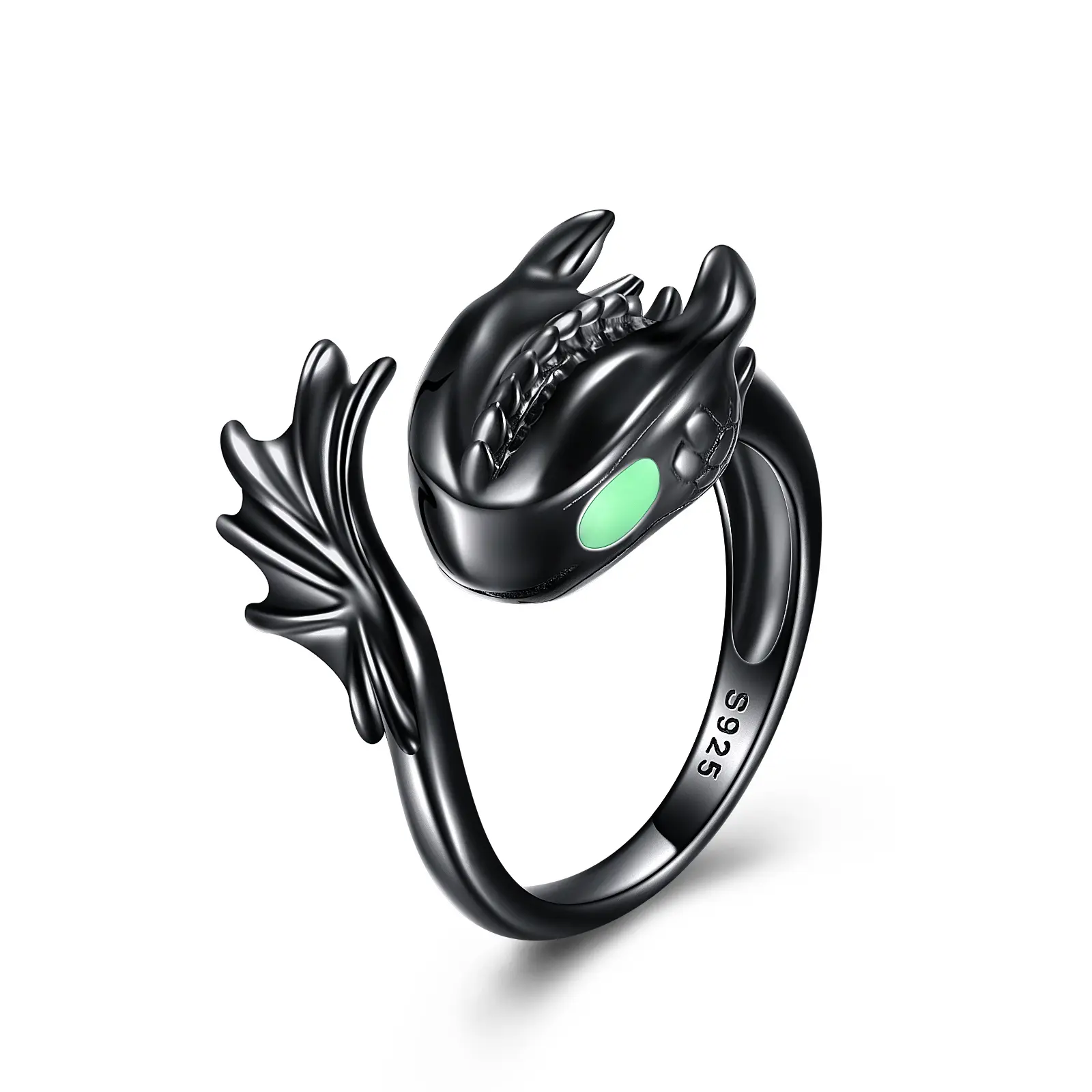 YFN Dragon Ring 925 Sterling Silver for Women Black White Dragon Jewelry Gifts
