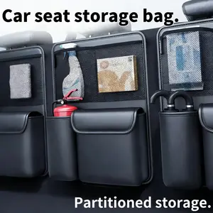 Large Capacity Car Seat Back Storage Box, PU Leather, All Seasons Universal, Suv Trunk Organizer, Hanging Car Storage Bag, Car Interior Accessory