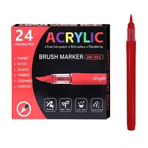 24 Colors Non-Toxic Acrylic Paint Markers Set, Flexible Brush Tip for Painting, Journaling and Creative Gifting