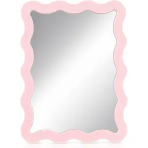 1 count Scalloped  Locker Mirror 5" x 7" Small Real Glass Makeup Mirror with  Backing Cute Locker Decorations for Office Cabinet Lockers Accessories ()