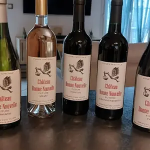 5 Pack Pregnancy Announcement Wine Labels, French Stickers for Future Grandpa, Creative Baby Reveal Gift Set, Ideal for Expecting Parents