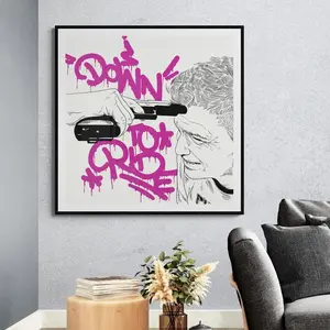 "Down To Ride" Illustrative Square Wall Print, Home Decor Art Print for Living Room, Bedroom Home Supplies