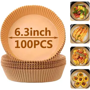 Air Fryer Liners Round,100PCS 6.3 inch Disposable Liner for Air Fryer 2Qt to 5Qt,Unbleached Non-stick Non-leak Small Airfryer liner  Paper