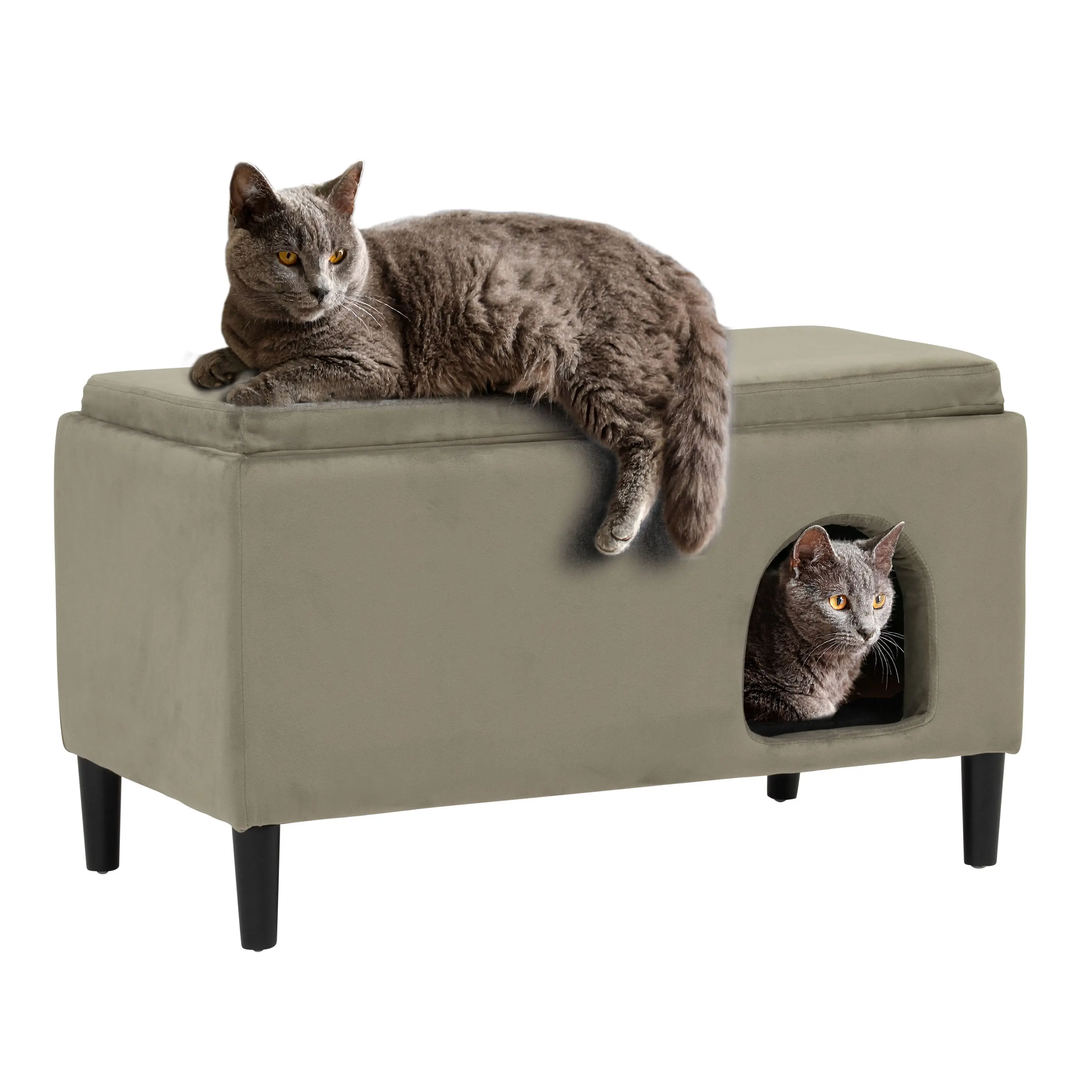 Pet Sofa Ottoman Dual-Purpose for Small to Medium Cats and Dogs, Ash