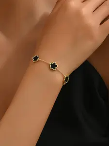 Lucky Flower Bracelet Set, High-End Fashion Light Luxury Five-Legged Clover Petal Bracelet, Trendy Jewelry Accessory, Adjustable Slider Bracelets