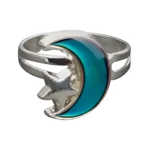 Moon & Star color changing mood ring adjustable with color chart