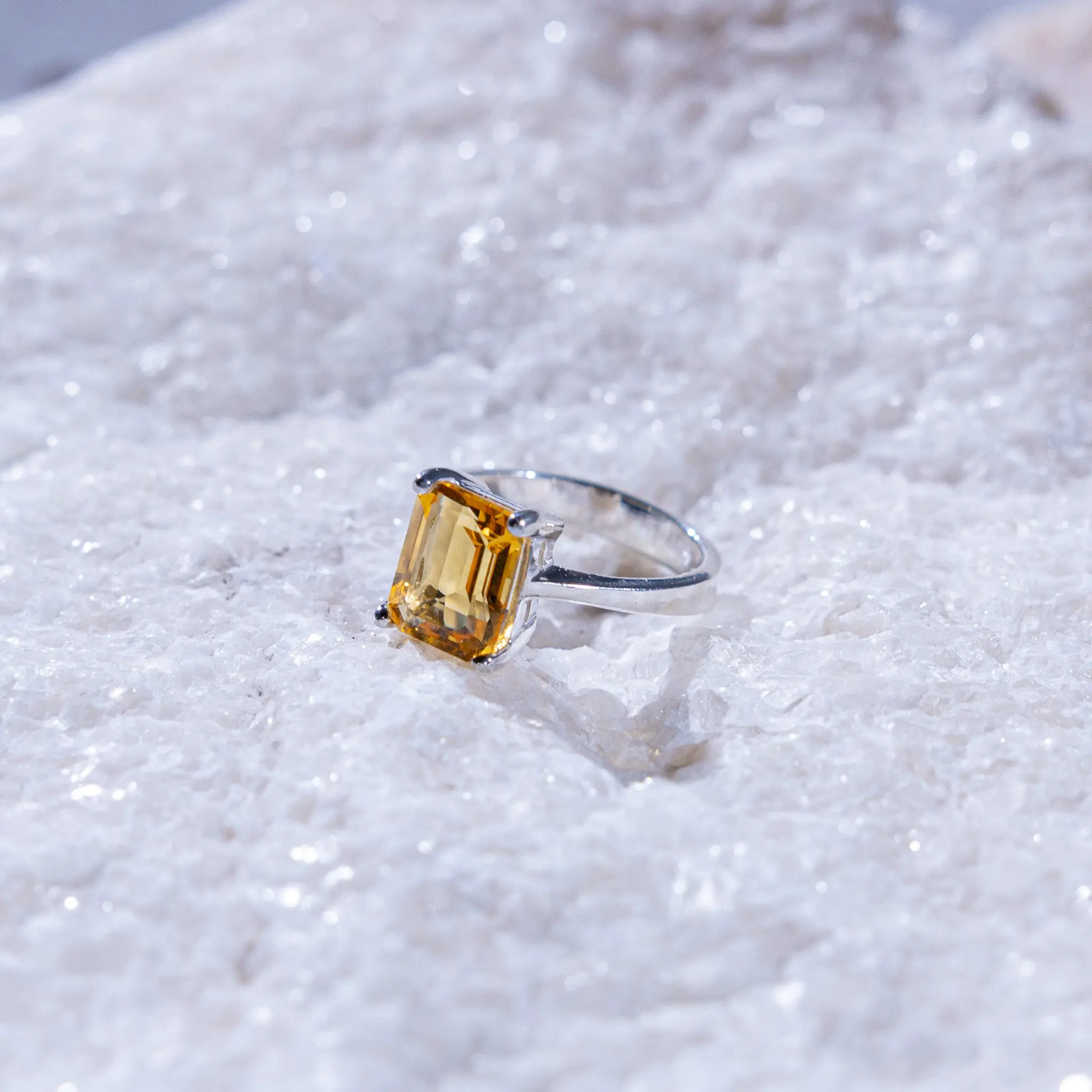 Aurelia Large Citrine Rectangular Ring