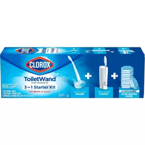 Clorox Toilet Wand Toilet Cleaning Kit, ToiletWand, Caddy and 6 Refills (Pack May Vary)