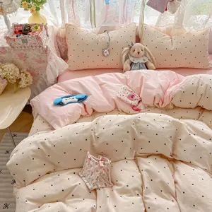 3pcs Polka Dot Duvet Cover Set, Includes 1 Duvet Cover & 2 Pillowcases（without comforter and pillow insert)）, Single Twin Double Queen Size, All Seasons