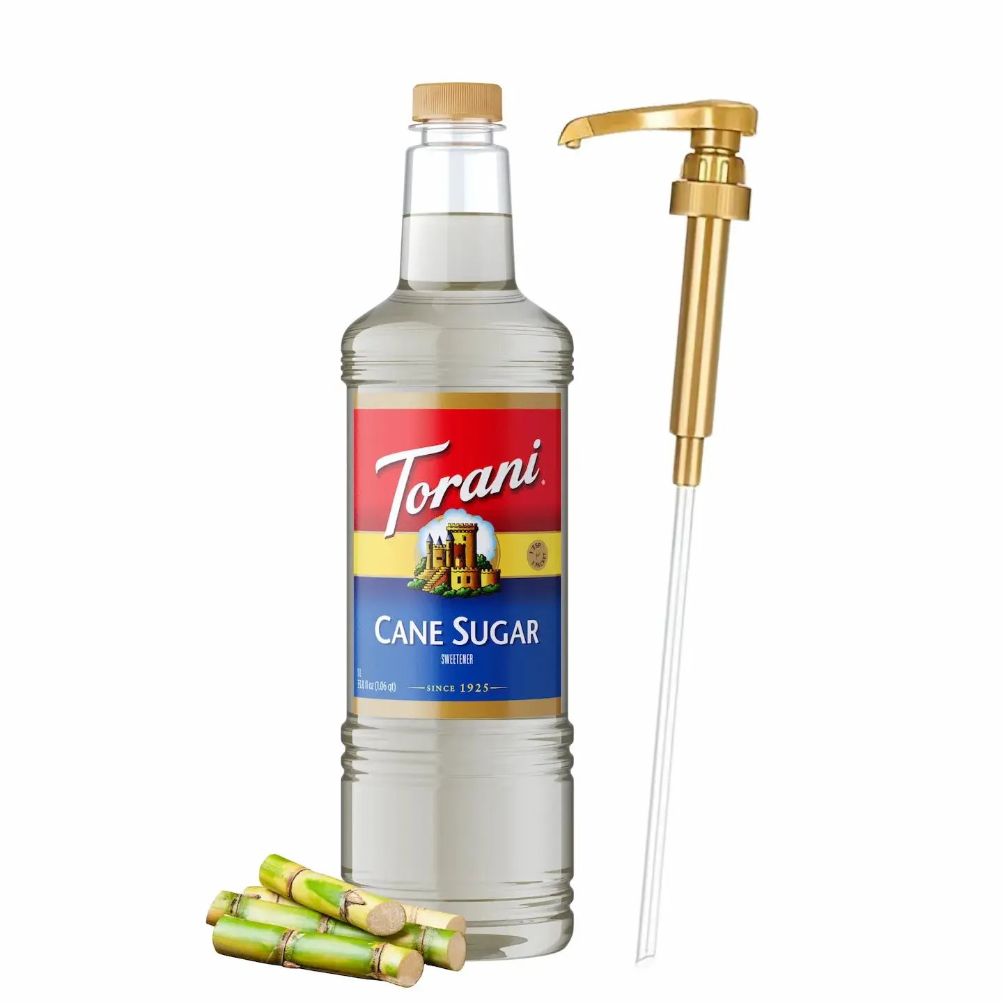 Torani Natural Cane Sugar Sweetener Syrup, 1L Bottle with Pump - For Drinks, Beverage Flavoring Torani Natural Cane Sugar Sweetener Syrup, 1L Bottle with Pump - For Drinks, Beverage Flavoring