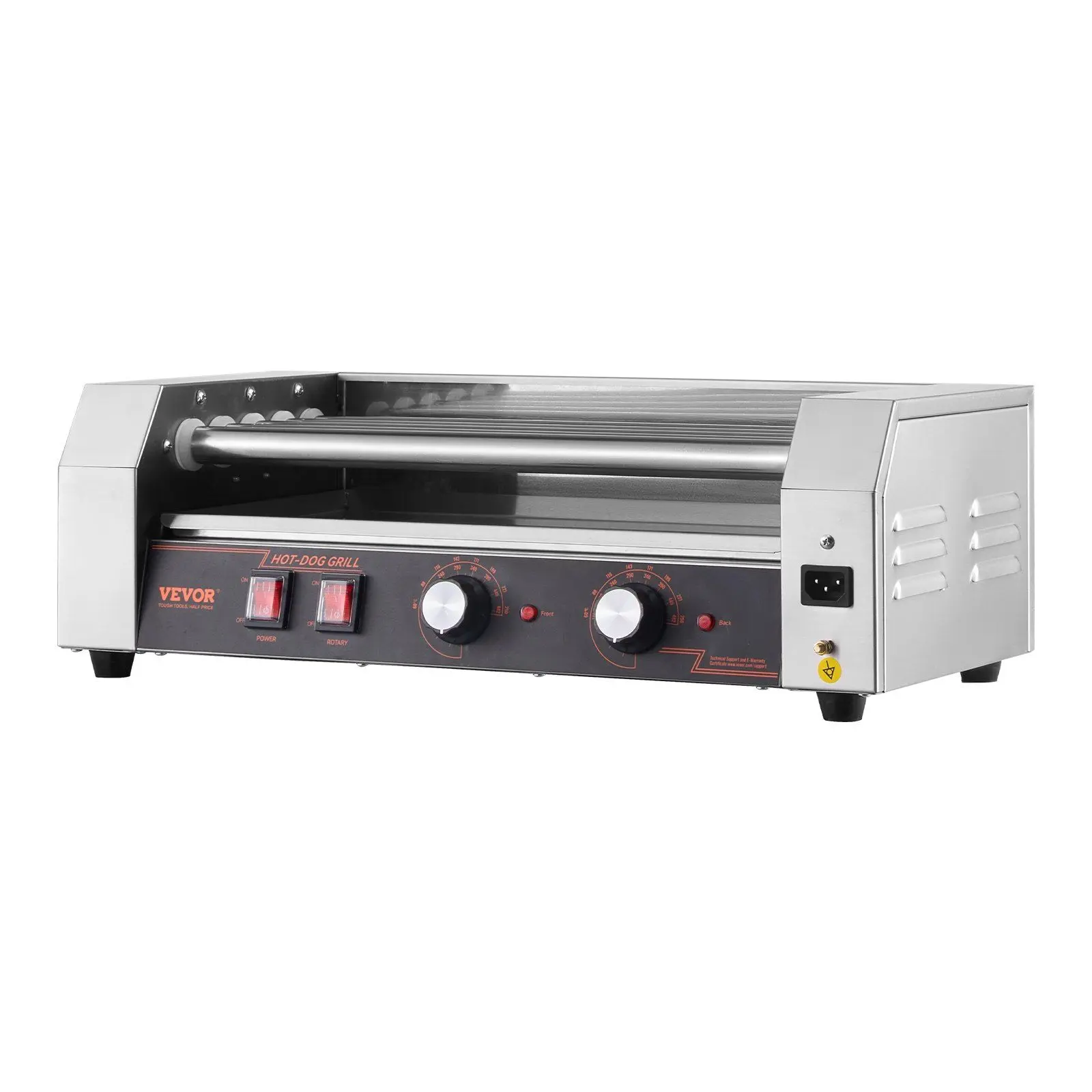 VEVOR Commercial Electric Hot Dog & Sausage Grill Cooker Machine, 12-Grill Rollers, 750W Power