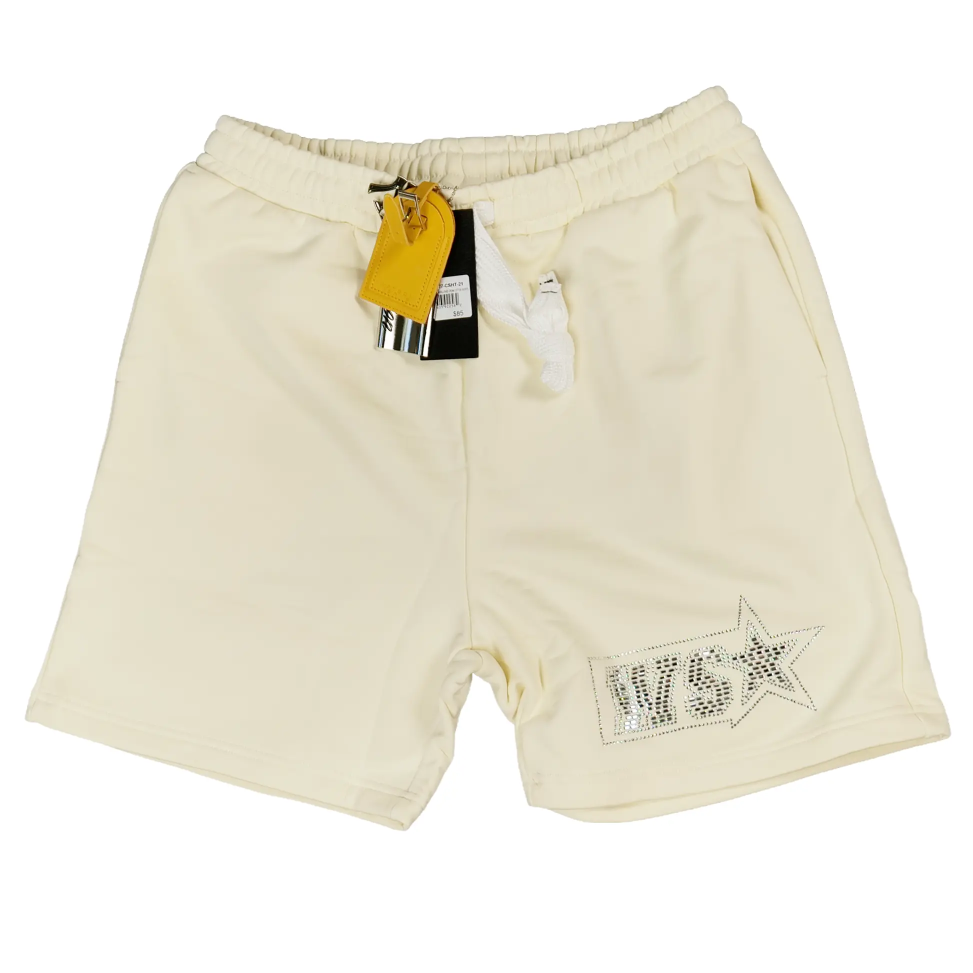 WATSON STUDIOS PLATE EMBELLISHED CREAM COTTON SHORTS