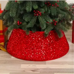 Cross-Border New Christmas Tree Skirt Creative Printed Sequin 3D Tree Base Decoration Scene Setup Props Christmas Tree Skirt