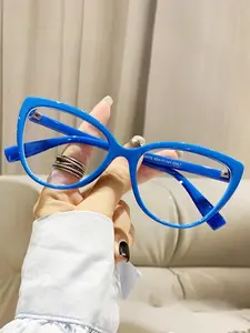 Cute Cat Eye Frame Eyeglasses, Anti-blue Light Eyeglasses for Women & Girls, Fashion Eyeglasses for Work, Daily Clothing Decor, Perfect for Student Daily Use, Fashionable Frames Glasses