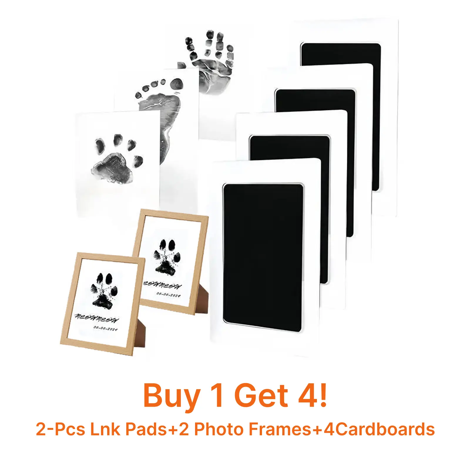 Pet Paw Print Memorial,2-Pcs Paw Print Kit + 2 Photo Frame+4Cardboards, Inkless Hand and Footprint kit, Mess-Free PawPrint Stamp Pad for Dogs & Cats, Clean TouchInk Pad, Dog Paw Print Kit,Dog Nose Print kit, Print PhotoFrame kit, Dog Stuff  durable