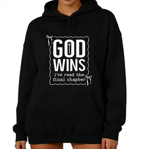 Inspirational 'God Wins' Long Sleeve Hoodie for Women – Soft, Trendy Sleeve, Perfect Easter Gift